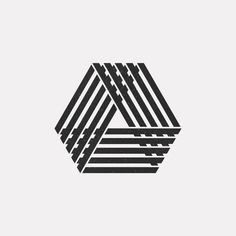 a black and white logo with lines in the shape of a hexagonal triangle