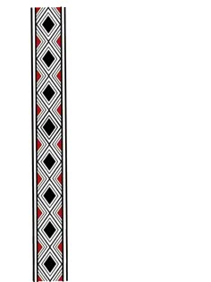 an image of a design on the side of a wall with red, black and white designs