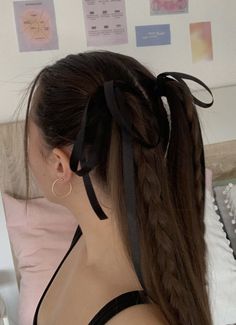 Bow Hairstyle, Ribbon Hairstyle, Work Hairstyles, Sleek Hairstyles, Everyday Hairstyles, Hairstyles For School