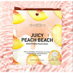 Lifes a peach, are we right? Become a vision of ripe, stunning radiance as this mask brightens your skin with natural peach extract. Skincare has never been this sweet. The Juicy Collection from Avatara gives you a taste of flawless skin with 5 ultra-nourishing face masks - infused with clean, natural ingredients and fruit juice extracts for ultimate hydration. Color: Clear. Peach Beach, Peach Extract, Brightening Face Mask, Juicy Peach, Face Sheet Mask, Sheet Mask, Fruit Juice, Flawless Skin, Clean Beauty