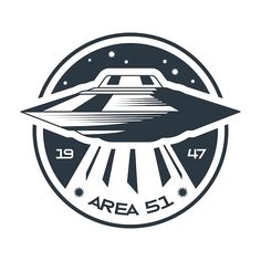 an alien ship with the words area 51 on it's side in black and white