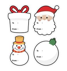 printable santa claus and snowman christmas gift tags for kids to use in crafts