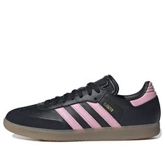 adidas x Inter Miami Samba Indoor 'Black Pink' IH8157 - KICKS CREW Adidas Bad Bunny Rosa, Adidas Samba Pink, Samba Shoe, 2024 Fits, Samba Shoes, Pink Color Schemes, Pretty Shoes Sneakers, Inter Miami, Adidas X