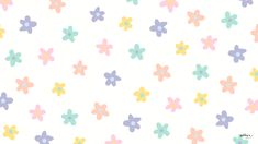 colorful flowers on white background for wallpaper or wrapping paper, with pastel colors