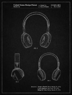 the original headphones from the early 20th century are shown in this blackprint drawing