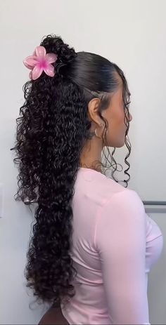 Long Curly Black Hairstyles, School Hairstyles Long Curly Hair, Cute Curly Hairstyles For Homecoming, Cute Easy Hairstyles For Long Thick Curly Hair, Natural Curly Hoco Hairstyles, Natural Curly Hair Prom Hairstyles, Half Up And Half Down Hairstyles Curly, Cute Hairstyles Curly Hair Natural Curls, 6c Hair