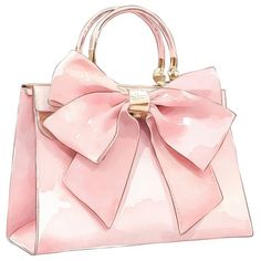 a pink handbag with a large bow on it