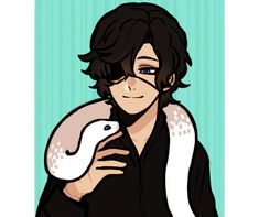 a drawing of a person holding a white bird in his arms and wearing a black shirt