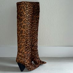 Worn 3 Times Cheetah Boots, Saint Laurent Shoes, Louboutin Shoes, Shoe Game, Over The Knee Boots, Over The Knee, The Knee, Saint Laurent, Women Shoes