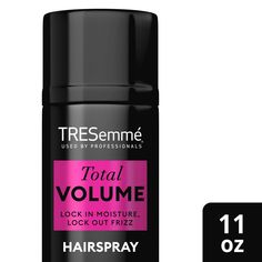 Need a volumizing hairspray with extra hold that really lasts? TRESemmé Total Volume Hair Spray delivers all-day hold for voluminous, lifted hairstyles. It can take time to style your hair, so it’s essential to secure your looks in place with hair styling products that provide maximum hold without stickiness. Formulated with collagen and Vitamin B5, this volumizing spray, powered by Pro Lock Tech™, achieves maximum hold and lift without stiffness, so hair still feels flexible. For the best resul Tresemme Hair Products, Tresemme Hairspray, Tresemme Shampoo, Anti Frizz Spray, Hair Volume Spray, Volumizing Spray, Lock Out, Hairstyling Products, Finishing Spray