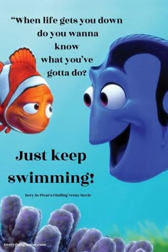 an advertisement for the disney movie finding nemo, which features two clowns and a fish