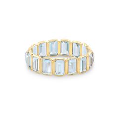 emerald cut aquamarine eternity ring in solid gold Aquamarine And Diamond Band, Aquamarine Eternity Ring, Aquamarine Eternity Band, Aquamarine And Emerald Ring, Aquamarine Band, Aquamarine Ring Gold, Aquamarine Wedding Band, Rainbow Closet, Aquamarine Wedding