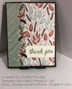 a thank card made with stampin's autumn leaves and the words, thank you