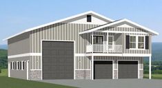 this is an artist's rendering of a two - story house with garages