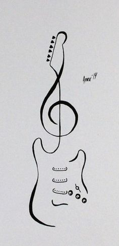 a drawing of a guitar with a treble