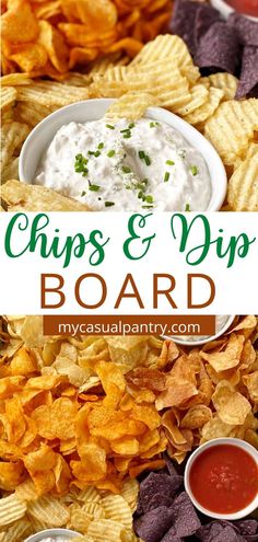 chips and dip board with text overlay