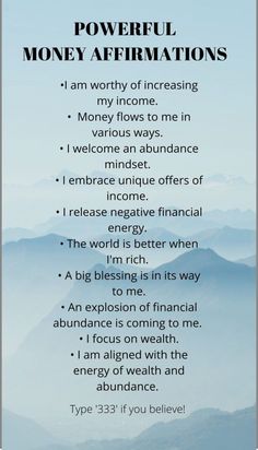 a poster with the words powerful money affirmations