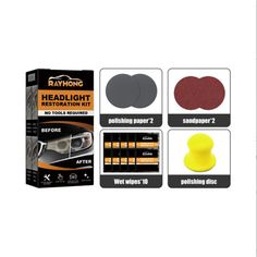 the package includes two polish pads, one sponge and an adhesiver to protect your car's headlight