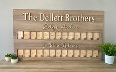 a wooden sign that says the delett brothers and baby's name on it