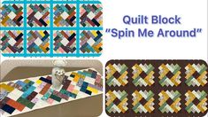 quilt block spin me around on the sewing machine and in front of it is an image of