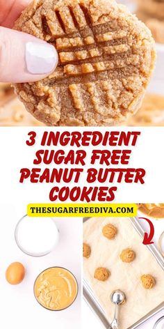 3 ingredient sugar free peanut butter cookies