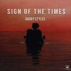 harry styles'sign of the times album cover with water and red sky in background