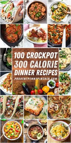 the cover of crockpot dinners under 300 calories, with pictures of different dishes