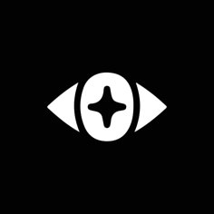 an eye with a star in it's center on a black background that appears to be looking at something