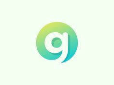 the letter g in a circle with a green and blue hue on it's side