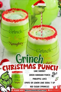 the grinch christmas punch recipe is ready to be eaten