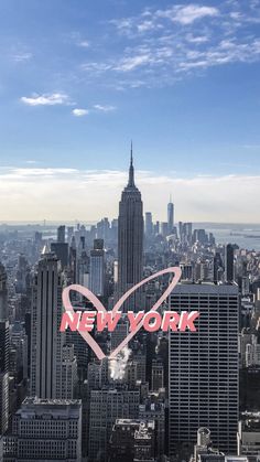 the new york skyline is seen from above