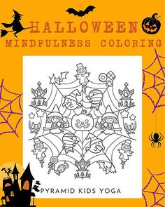 halloween coloring pages for kids with pumpkins and bats on the front, and an orange background