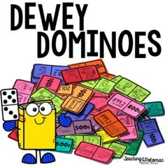 a pile of dominos with the words dewy dominoes