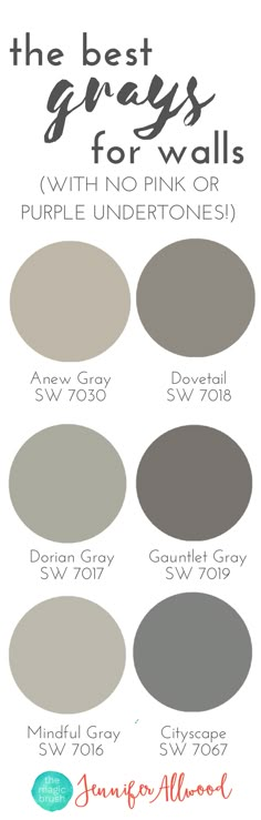 the best grays for walls with no pink or purple undertones in each color