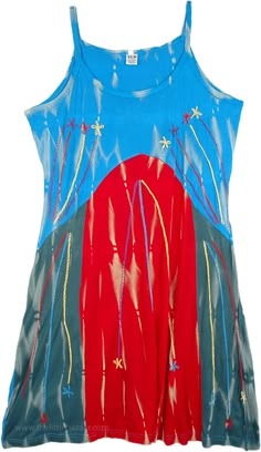 Summer Bohemian Midi Dress.  Fun, festive, and feisty, this embroidered dress is a great choice for celebrating summer. #tlb #Sleeveless #Patchwork #Embroidered #XLPlus #Misses #vacationclothing #beachwrap #TieDye #Handmade Festive Sleeveless Dress For Festivals, Red Bohemian Dress For Festive Occasions, Festive Bohemian Red Dress, Blue Embroidered Dresses For Festivals, Traditional Summer Festive Dress, Red Sleeveless Traditional Dress, Festive Summer Cotton Dresses, Multicolor Cotton Holiday Dress, Multicolor Cotton Dress For Holiday