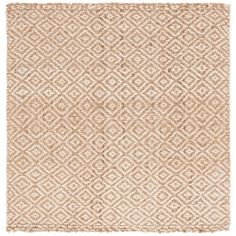 an area rug made out of jute and woven fabric with diamond pattern on the side