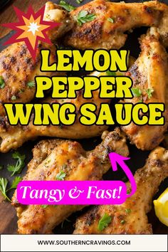 lemon pepper wing sauce on top of chicken wings