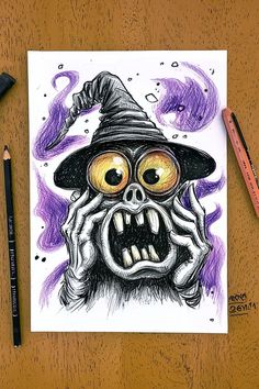 Easy graffiti drawings wizard with a haunting expression and mystical purple background. Wizard Drawings, Art Stand