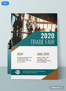 a poster for trade fair with people in the background