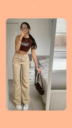 Looks Pinterest, Brown Outfit, Tomboy Style Outfits, Outfit Trends, Causual Outfits, Streetwear Fashion Women, Indie Outfits, Baggy Pants, Mode Inspo