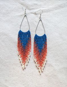 The ultimate fall vibes in these beaded fringe hoops! A pop of blue brings out the neutral brown tones. Finished with a hypoallergenic nickel free hook. *All of my materials used for my pieces are purchased from other local small indigenous businesses. it's very important to me to keep what I make local and in support of other small businesses and my indigenous communities.** If you love your items once received, I'd appreciate so much if you could leave a review in my shop! :-) This is tremendo Indigenous Beadwork, Fall Blue, Indigenous Community, Brown Tones, Beaded Fringe, Fringe Earrings, Jewelry Earrings Hoops, Fall Vibes, Love Your