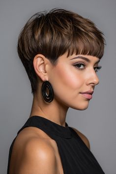 The modern shaggy bob with bangs adds texture and movement to your hair. Perfect for a carefree stylish look. #ShaggyBob #BangsStyle #ShortHairInspo Rihanna Short Haircut, Shaggy Bob With Bangs, Shaggy Pixie Cuts, Short Hair Images, Shaggy Bob, Short Hair Undercut, Messy Short Hair, Bob Hairstyles For Fine Hair