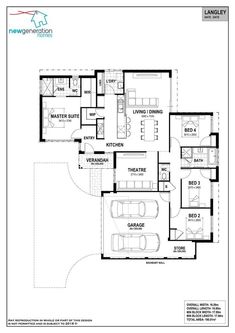 the floor plan for an apartment with three bedroom and two bathrooms, including one living room