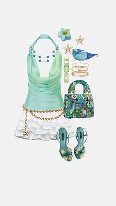 Ibiza Nightlife Outfit, Aquamarine Outfit Aesthetic, Ibiza Outfit, Cute Vacation Outfits, Clueless Outfits, Ibiza Fashion, Vacay Outfits, Trending Looks