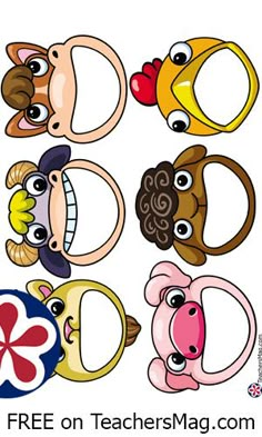 an image of different cartoon faces on a white background with the text free on teachersmag com