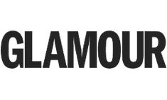 the word glamour written in black on a white background