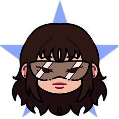 a girl with glasses and a star on her face is shown in this cartoon style