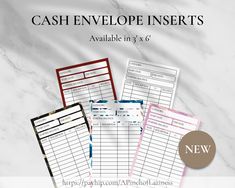 These printable cash envelope inserts come come in different versions that are beautifully designed and are here to help you keep track of your finances and stay on top of your budget. Cash Envelope Inserts, Envelope Inserts, Cash Envelope System, Personal Finances, Envelope System, Sinking Funds, Cash Envelope