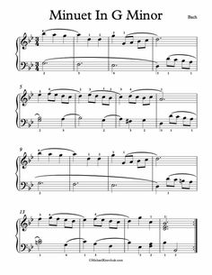 the music score for minute in g minor