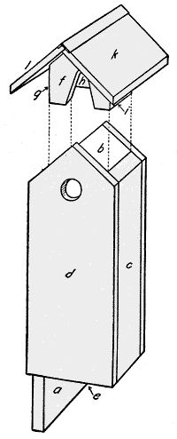 a drawing of a birdhouse attached to a post